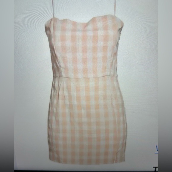 B.P. Dresses & Skirts - NWT BP. Plaid Square Neck Coral White Gingham Mini Dress Barbie Plus Size 2X